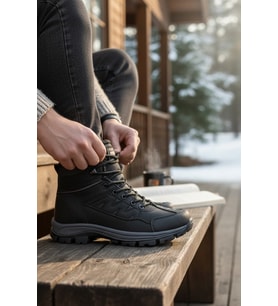 Enoch Erkek Kürklü İçi Yünlü Su Geçirmez Outdoor Trekking ve Kışlık Bot (Füme)