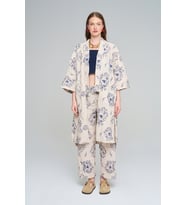 Kadın Büyük Çiçek Nakışlı Payet İşlemeli Uzun Kimono