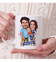 Kişiye Özel Tek Çocuklu Şahane Aile Karikatürlü Kupa Bardak