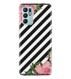 Oppo Reno 6 Kılıf Resimli Desenli Baskılı Silikon Strip Flowers 2 1409