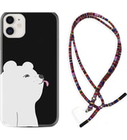 Apple iPhone 11 12 13 Mini Kılıf Boyun Asklı Rasta Silikon Panda Sevimli 1738