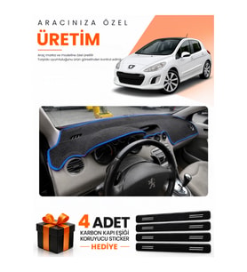 PEUGEOT 308 (2008-2014) Uyumlu Torpido Koruma Örtüsü Oto Kılıfı - Siyah Mavi