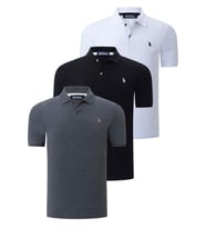 ÜÇLÜ SET T8561 DEWBERRY ERKEK T-SHIRT-SİYAH-BEYAZ-ANTRASİT