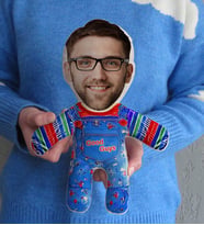 BK Gift Kişiye Özel Fotoğraflı Chucky Figürlü Bebek Yastık