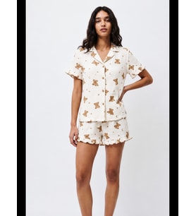Night Kar beyaz Kadın Desenli Trend Pijama Takımı