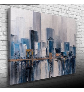 Gökdelenler ile köprünün suya yansıması Yağlıboya Kanvas Tablo 50 x 70