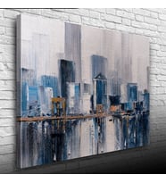 Gökdelenler ile köprünün suya yansıması Yağlıboya Kanvas Tablo 50 x 70