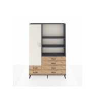Arges Dolap 7 Raflı 6 Çekmeceli Tek Kapaklı  132x30x195 Antrasit-Aytaşı/Çam