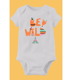 Unisex Bebek Beyaz Organik Baskılı Pamuklu Body