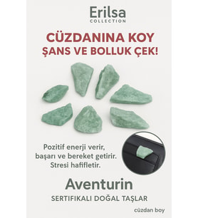 Sertifikalı Ham Cüzdan Boy Aventurin Taşı Kütle - El Taşı - Şans, Huzur ve Günlük Denge Taşı (Çok Renkli)