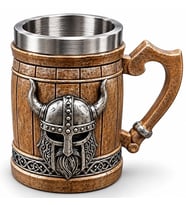 Viking Miğferi Figürlü 3D Kabartmalı Paslanmaz Çelik Kupa Bardak Alk6545