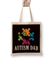 Autism Dad Father Daddy T-Rex Dino Autistic Ribbon Puzzle Bez Çanta Uzun Saplı
