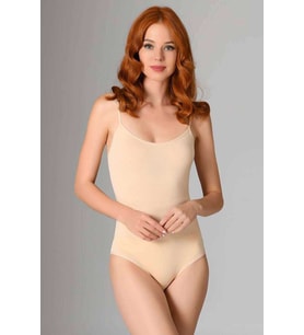 İp Askılı Kadın Çıtçıtlı Body Ten Rengi