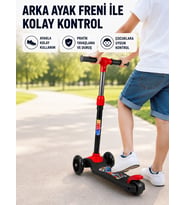 3 Tekerlekli Çocuk Scooterı Kaymaz Geniş Tabanlı Dengeli Sürüş Skuteri