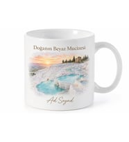Pamukkale Travertenleri Temalı Denizli Kupası Özel Tasarım Baskılı Kupa Bardak Hediye
