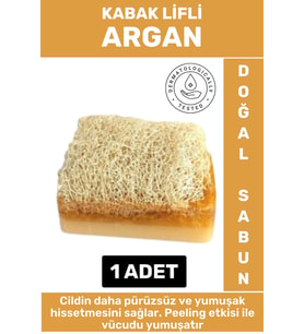 Özel Üretim Masaj Etkili Nemlendirici Kuruluk Giderici Doğal Kabak Lifli Argan Sabunu 1 Adet