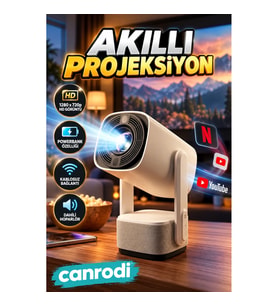 Taşınabilir Akıllı Projeksiyon Cihazı – 1280 x 720p HD Görüntü ve Powerbank Özelliği