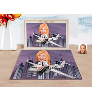 BK Gift Kişiye Özel Kadın Kaptan Pilot Karikatürlü 1000 Parça Profesyonel Puzzle-1