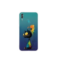 Huawei Y7 2019 ile Uyumlu Splash Kedi Tasarımlı Şeffaf Silikon Kılıf