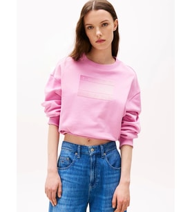 Tommy Hilfiger TJW RLX GRADIENT FLAG CREW Kadın Pembe  Sweatshirt  DW0DW21396U06