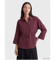 LCW EVERYDAY Bordo Büzgülü Oversize Müslin Kadın Gömlek