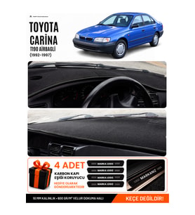 TOYOTA CARINA E T190 AIRBAGLI (1992-1997) Uyumlu Torpido Örtüsü Torpido Kılıfı - Siyah