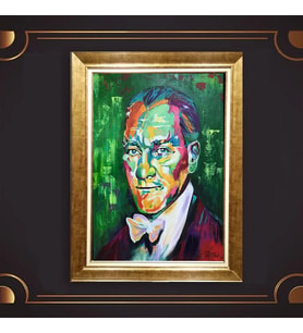 Altın Varaklı Çerçeveli Paspartulu Atatürk Tablo z4636 (Gold)
