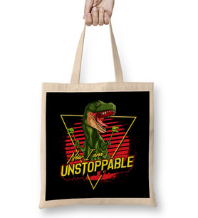 Funny Now I Am Unstoppable TRex Pun Bez Çanta Uzun Saplı