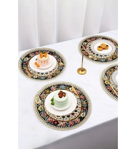 Valerine Life 6’lı Yuvarlak Amerikan Servis Altlığı 35x35cm Restoran Ev Yıkanabilir Kaymaz Çiçekli