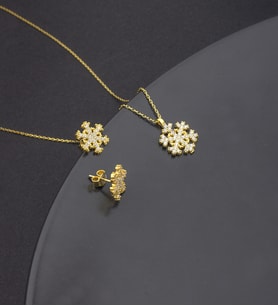 925 Ayar Gümüş Kar Tanesi Kolye Küpe Set