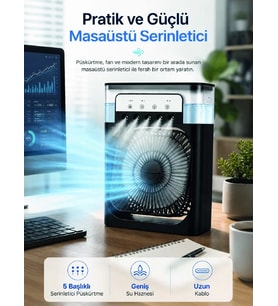 Northcity 3 Fan Hızı Püskürtmeli Masaüstü Fan Type-C ile 7 Renkli Ambiyans Işığı