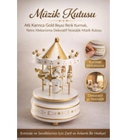 #MüzikKutusu Atlı Karınca Gold Beyaz Nostaljik Hediye Dekoratif Kurmalı Retro Mekanizma Müzik Kutusu (Çok Renkli)