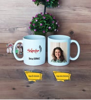 Sekretere Hediye Kupa Bardak Beyaz Fotoğraflı