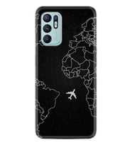 Oppo Reno 6 Kılıf Resimli Desenli Silikon Platinium Series Black Plane 1868