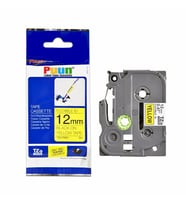 PUUN®Brother P-Touch TZE-FX631 12MM x 8m Sarı Üzerine Siyah Esnek Muadil Laminasyon Etiket Şeridi (Çok Renkli)