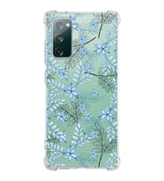 Samsung Galaxy S20 Fe  Köşe Korumalı Antişok Kapak Floral Mavi Tasarımlı Şeffaf  Kılıf