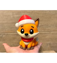 Noel Baba Şapkalı Sevimli Tilki Figürü - 3D Yazıcı Özel Tasarım Yılbaşı Hediyesi