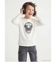 LCW Kids Bej Bisiklet Yaka Baskılı Erkek Çocuk Tişört