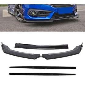 Renault 21 Ön Tampon Eki 3 Parça ve Yan Marşpiyel Body Kit Seti Piano Black (Karışık)
