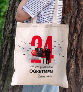 BK Gift Kişiye Özel Öğretmenler Günü Tasarımlı Kanvas Bez Çanta- 4, Öğretmene Hediye, Öğretmenler Günü