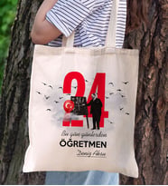 BK Gift Kişiye Özel Öğretmenler Günü Tasarımlı Kanvas Bez Çanta- 4, Öğretmene Hediye, Öğretmenler Günü