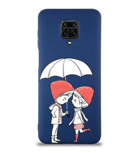 Xiaomi Redmi Note 9s Uyumlu Lansman Kılıf Aşk Tasarımlı İçi Kadife Kapak-Lacivert (Şeffaf)