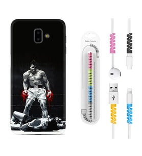 Samsung J6 Plus J7 Prime J7 Pro M20 Kılıf Kablo Koruma Spiral Silikon Moon Baloon 1369