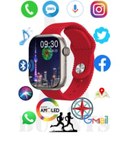 Apple iPhone 12 mini Uyumlu Akıllı Saat Watch 9 PRO Konuşma Özellikli 45MM AMOLED EKRAN (Kırmızı)