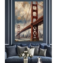San Francisco Golden Gate Köprüsü Dekoratif Kanvas - Mdf Ahşap Tablo