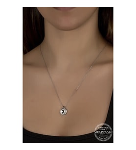 Crystal Taşlı  Çerçeveli 925 Ayar Gümüş Kolye