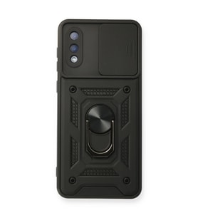 Samsung Galaxy A02 Kılıf Pars Lens Yüzüklü Silikon - Siyah