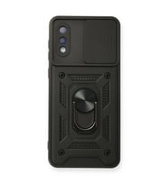 Samsung Galaxy A02 Kılıf Pars Lens Yüzüklü Silikon - Siyah
