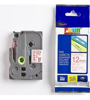 PUUN®Brother P-Touch TZE-132 12MM x 8m Şeffaf Üzerine Kırmızı Muadil Laminasyon Etiket Şeridi (Çok Renkli)
