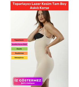 İz Göstermeyen 2 Beden İncelten Kaymaz Silikon Toparlayıcı Lazer Kesim Tam Boy Askılı Korse